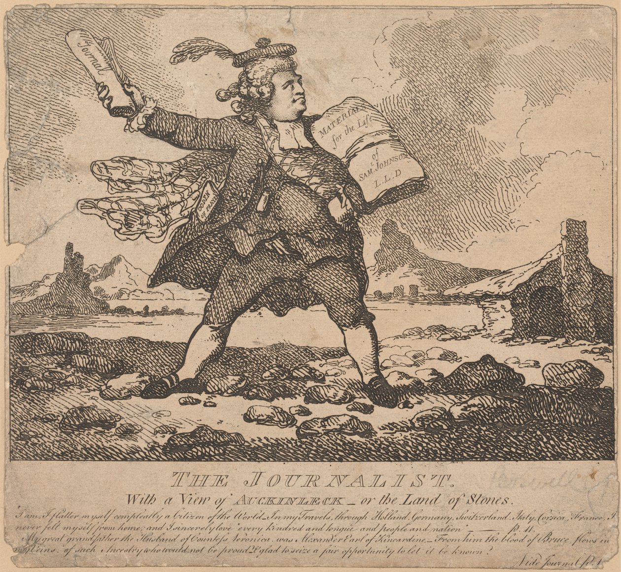 Az újságíró, kilátással Auchinleckre vagy a kövek földjére alkotó: Thomas Rowlandson
