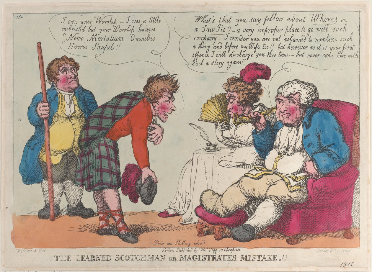 A tanult skót vagy a bírói tévedés.!!, 1812., 1812. alkotó: Thomas Rowlandson
