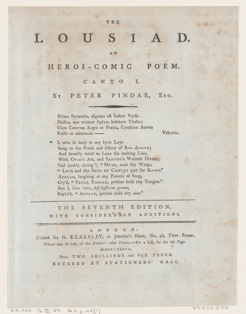 The Lousiad, Címlap, 1787., 1787. alkotó: Thomas Rowlandson