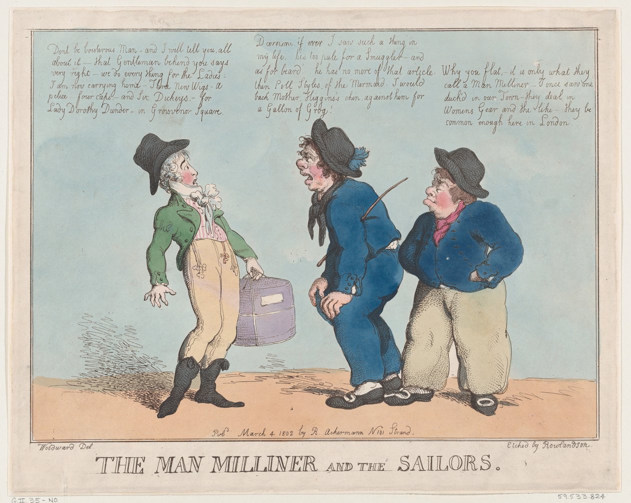 The Man Milliner and the Sailors, 1802. március 4., 1802. március 4. alkotó: Thomas Rowlandson