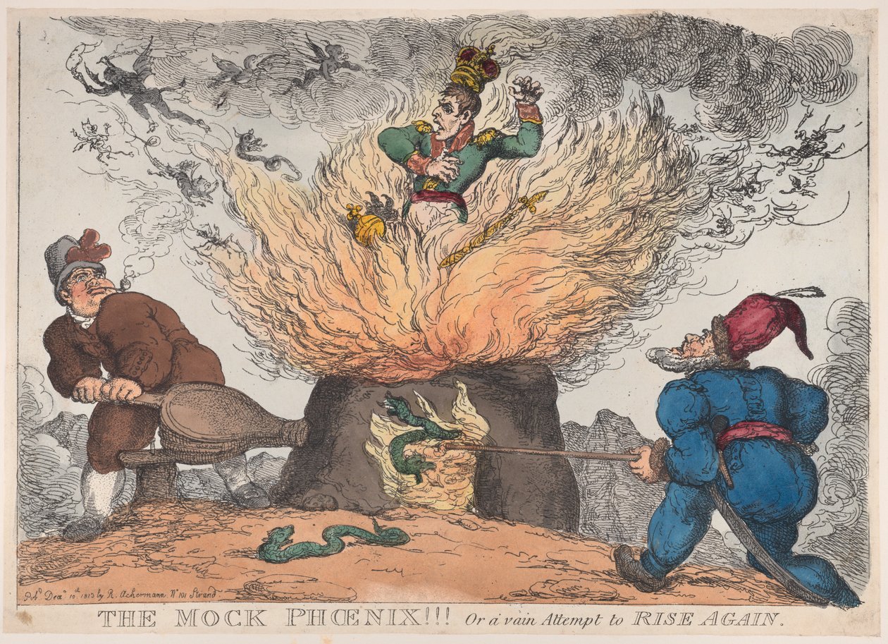 Az ál Főnix!!! Vagy egy hiábavaló felemelkedési kísérlet, 1813. december 10., 1813. december 10. alkotó: Thomas Rowlandson