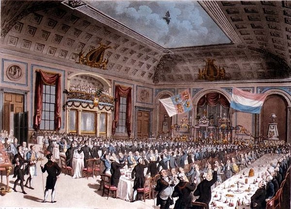 A City of London Tavernben tartott hazafias vacsora, alkotó: Thomas Rowlandson