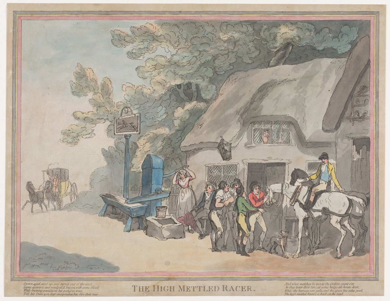 A postai ló (A versenyló élete, avagy A heves vérű versenyló című műből) alkotó: Thomas Rowlandson