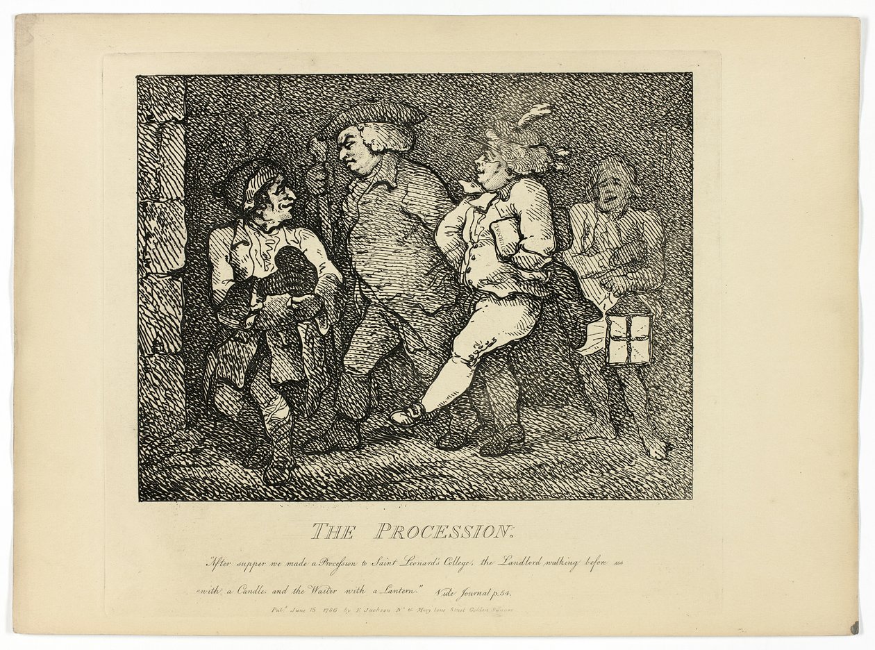 A körmenet, Boswell Hebridák körútja című művéből alkotó: Thomas Rowlandson
