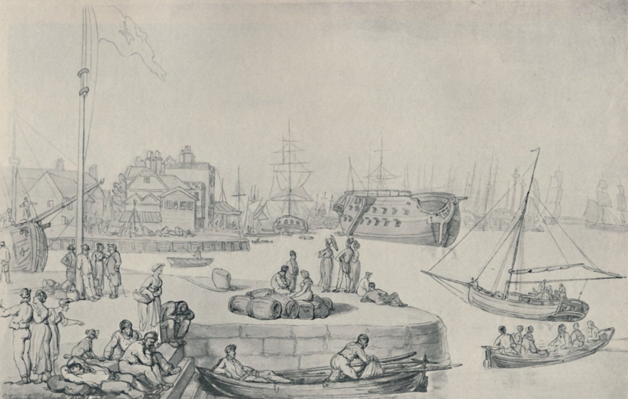 The Quay, Blackwall Docks, 1810, 1920 alkotó: Thomas Rowlandson