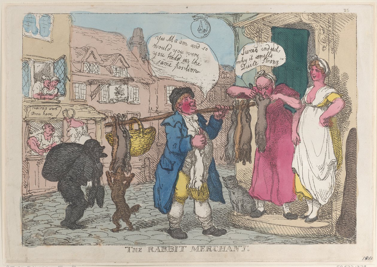 A nyúlkereskedő, 1810., 1810. alkotó: Thomas Rowlandson