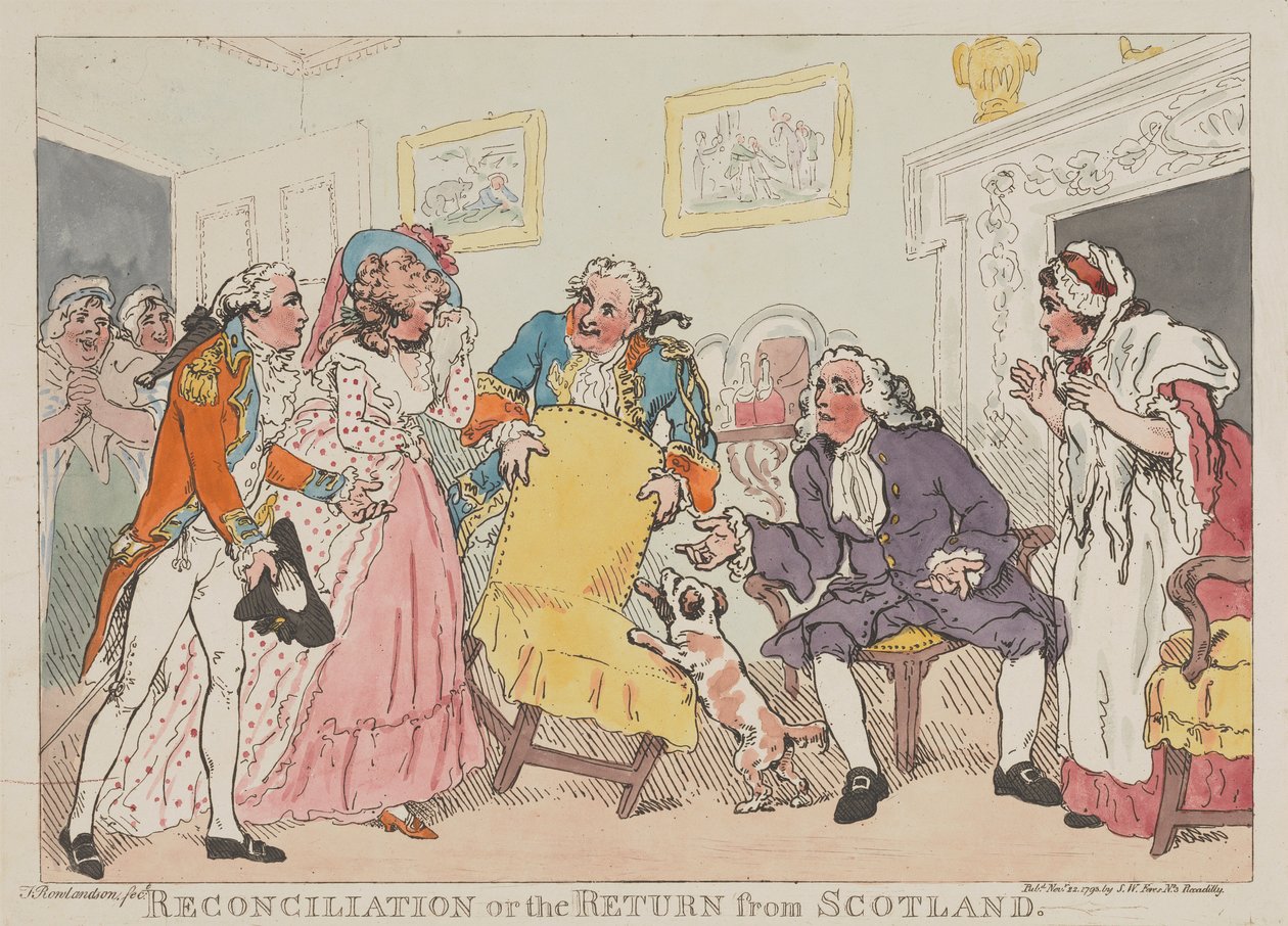 A megbékélés, avagy a visszatérés Skóciából alkotó: Thomas Rowlandson