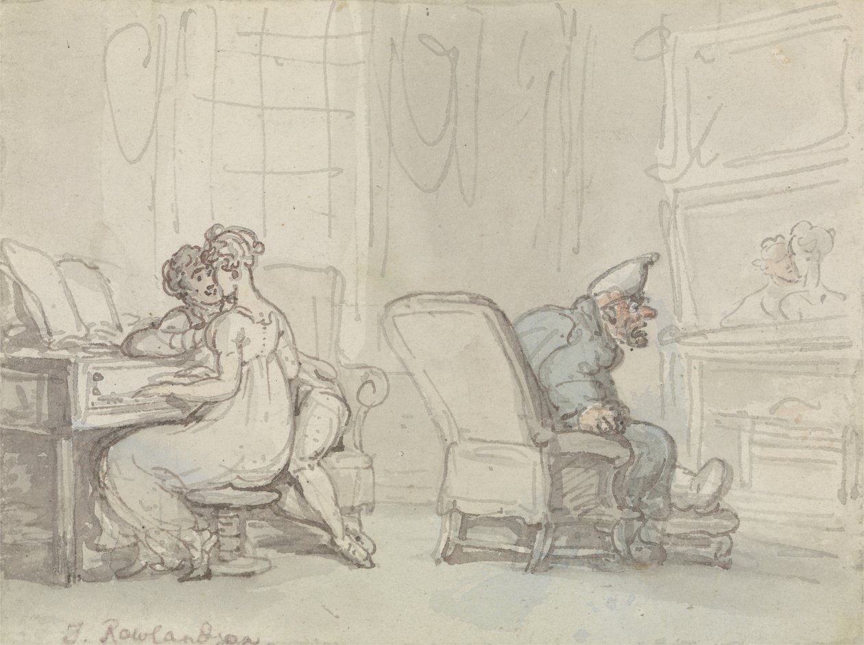 The Reflection (toll és tinta w/c-vel papíron) alkotó: Thomas Rowlandson