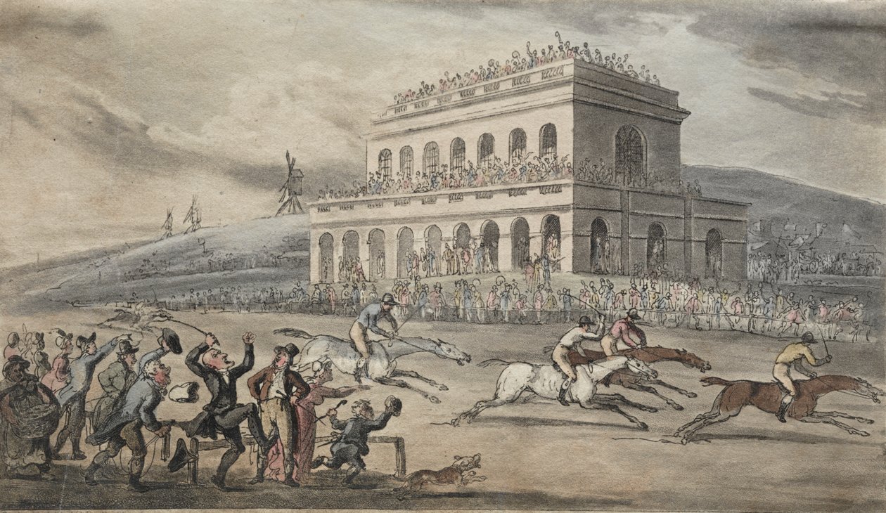 A Rev. Dr. Syntax elveszti a pénzét a yorki versenypályán alkotó: Thomas Rowlandson