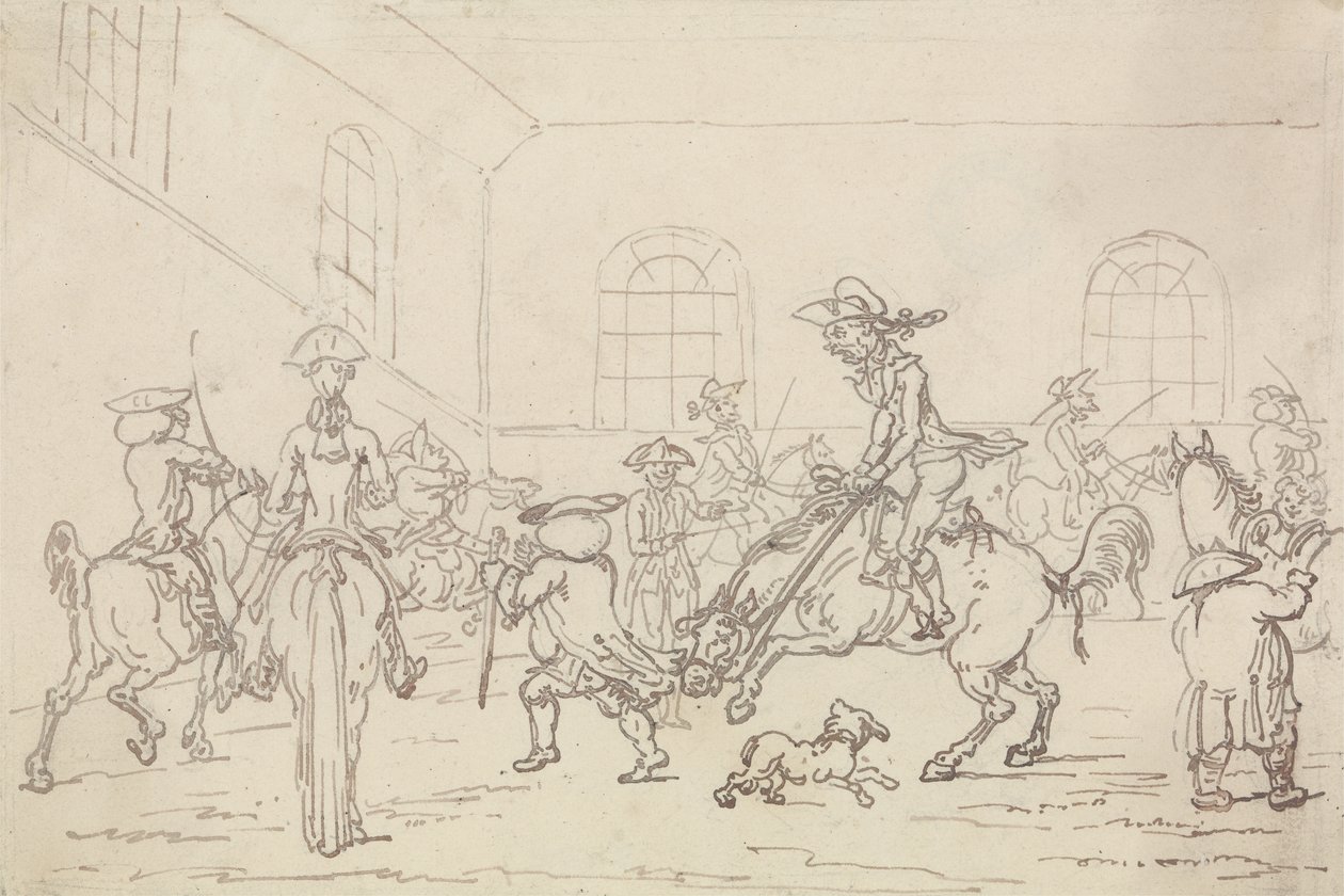 Lovarda (toll és tinta papíron) alkotó: Thomas Rowlandson