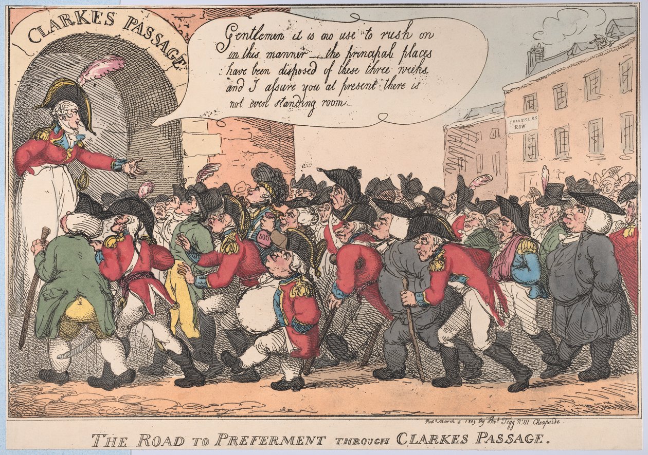 Út a preferenciához Clarke átjárón keresztül, 1809. március 5., 1809. március 5. alkotó: Thomas Rowlandson