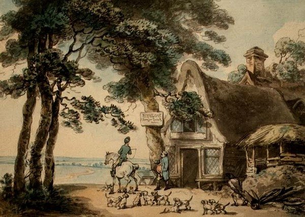 A királyi tölgy (akvarell, toll és tinta) alkotó: Thomas Rowlandson