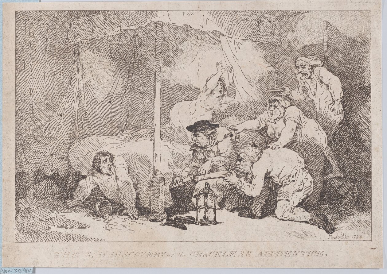 A kegyetlen tanonc szomorú felfedezése, 1785. november 30., 1785. november 30. alkotó: Thomas Rowlandson