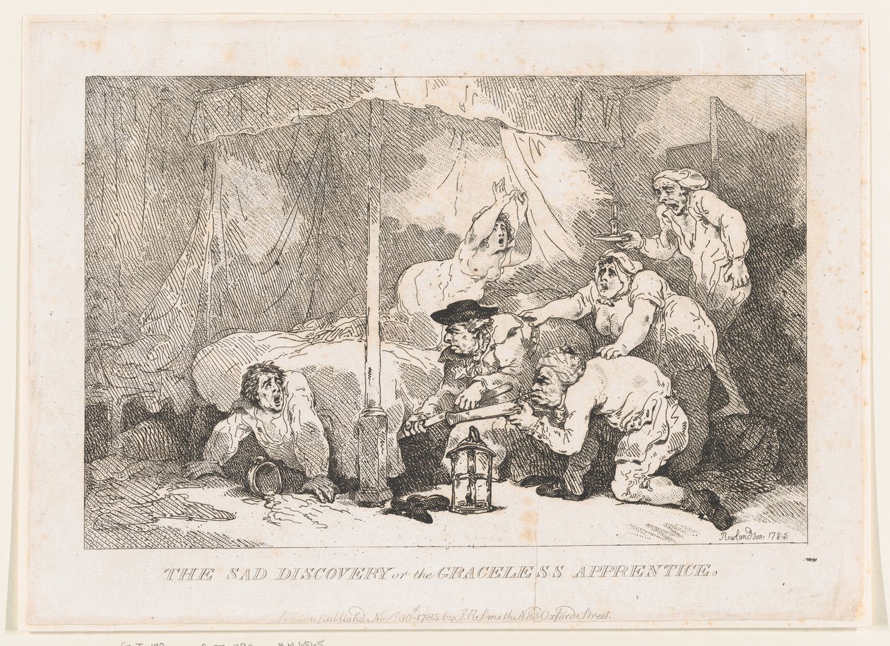 A kegyetlen tanonc szomorú felfedezése, 1785. november 30., 1785. november 30. alkotó: Thomas Rowlandson