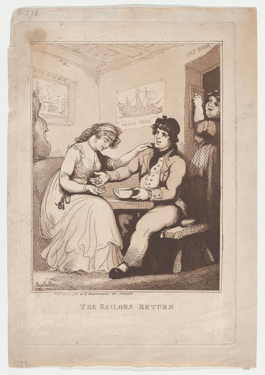 A tengerész visszatérése, 1799. október 10., 1799. október 10. alkotó: Thomas Rowlandson