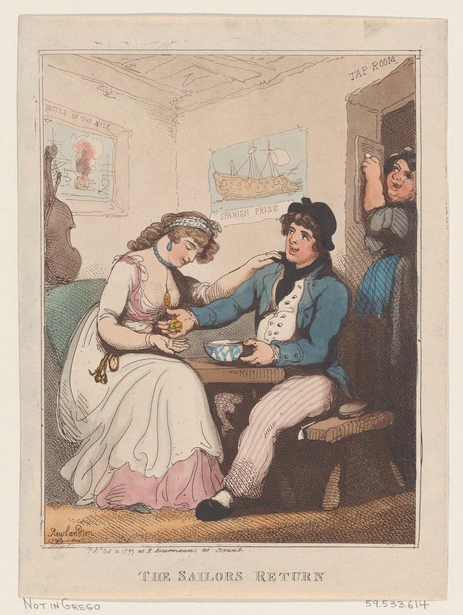 A tengerész visszatérése, 1799. október 10., 1799. október 10. alkotó: Thomas Rowlandson