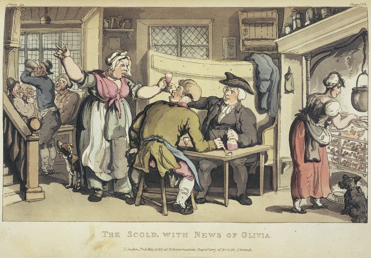A szidás Olivia híreivel, Oliver Goldsmith The Vicar of Wakefield című művéből alkotó: Thomas Rowlandson