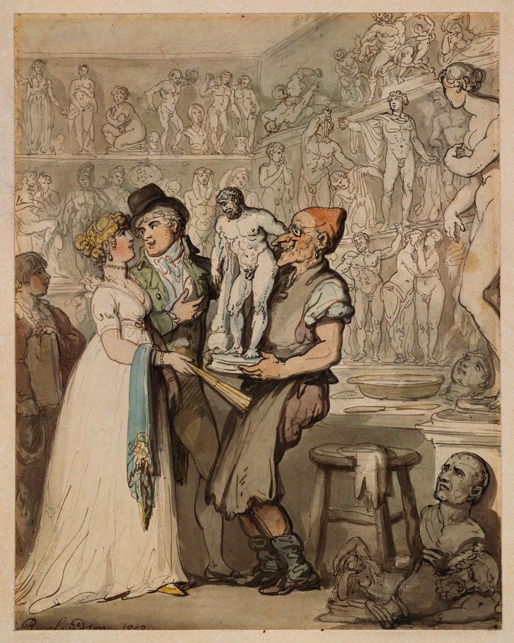 A szobrász műhelye: Öntvények vásárlása, 1802 alkotó: Thomas Rowlandson