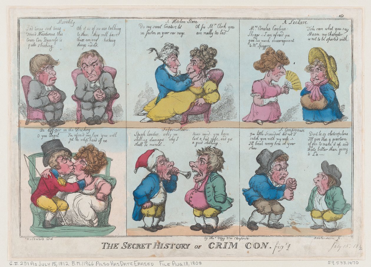 The Secret History of Crim Con, 1. kép, 1808. augusztus 18., 1808. augusztus 18. alkotó: Thomas Rowlandson