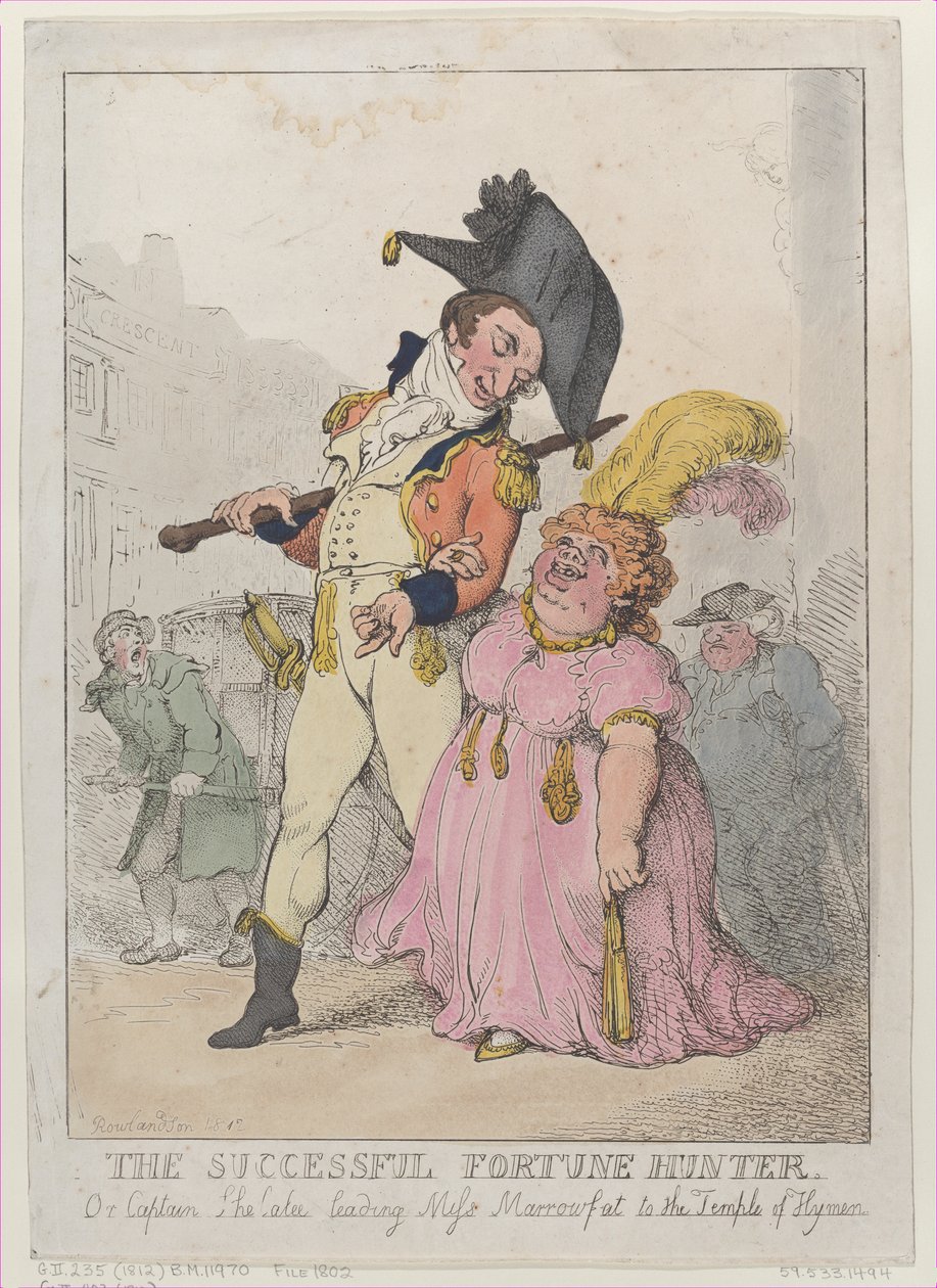 A sikeres szerencsevadász, avagy Shelalee kapitány, vezető Miss Marrowfat..., [1802], 1812-ben újra kiadták. alkotó: Thomas Rowlandson