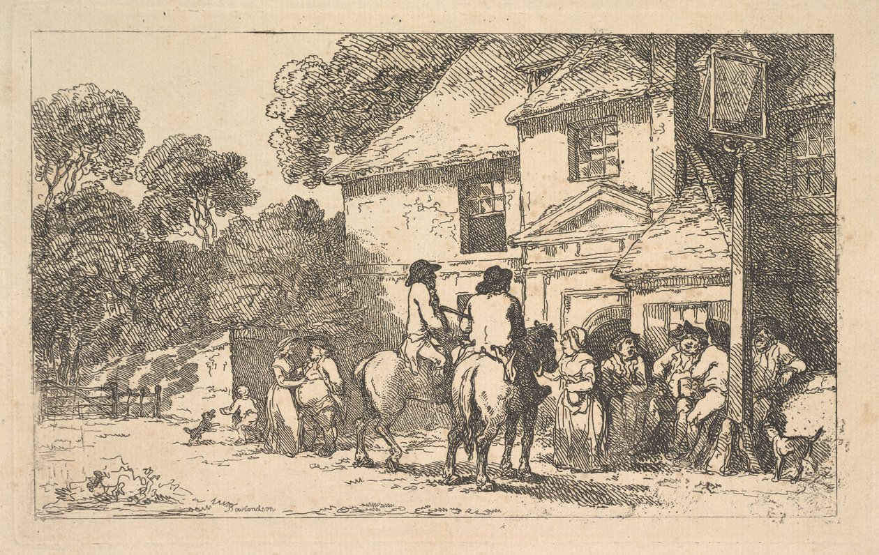The Three Horseshoes, egy út menti fogadó, 1787. december 18. alkotó: Thomas Rowlandson