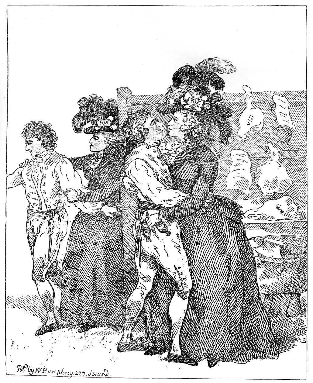 A két Hazafias Hercegnő a vásznon egy korai, 1784-es közvélemény-kutatás kegyelmét kérve. alkotó: Thomas Rowlandson