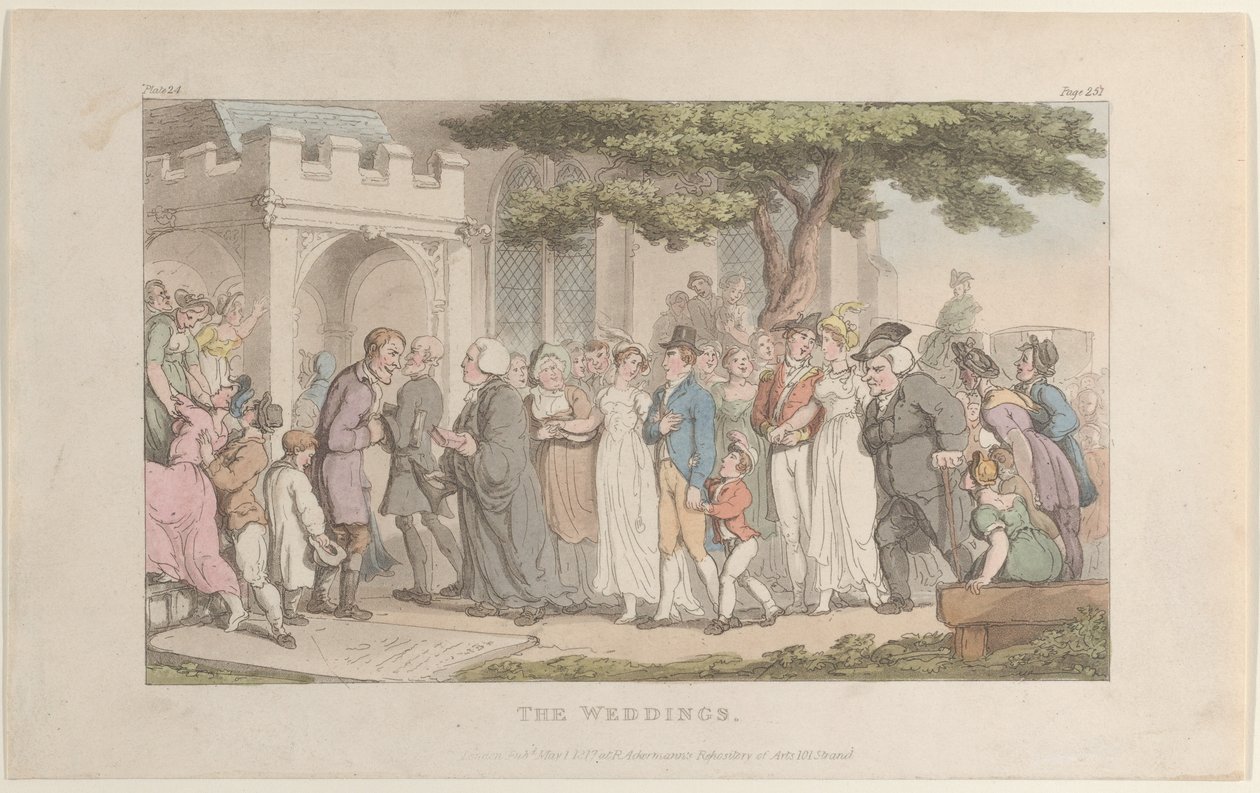 Az esküvők, a The Vicar of Wakefieldből, 1817. május 1., 1817. május 1. alkotó: Thomas Rowlandson
