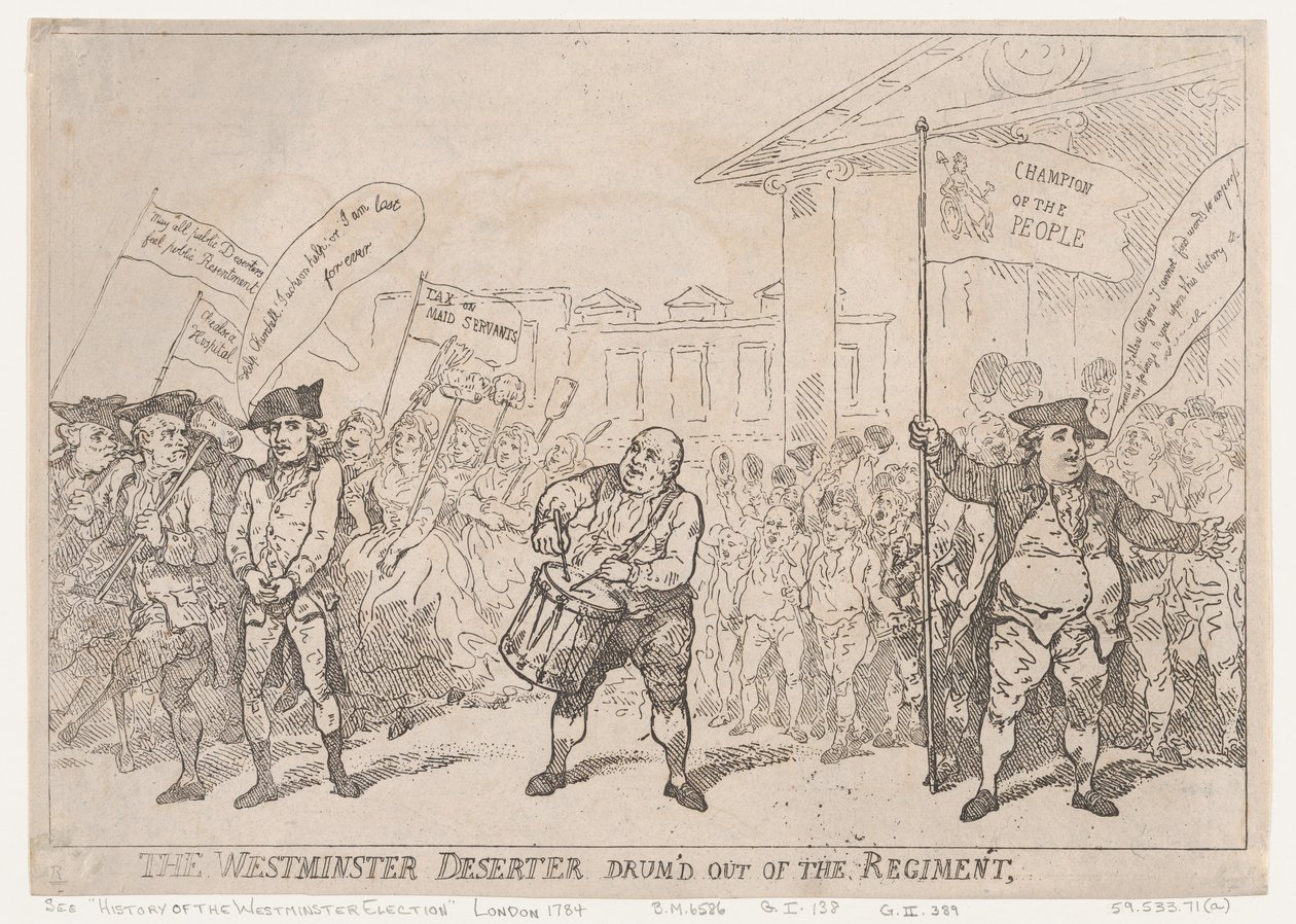 A westminsteri sivatagi dob az ezredből, 1784. május 18., 1784. május 18. alkotó: Thomas Rowlandson