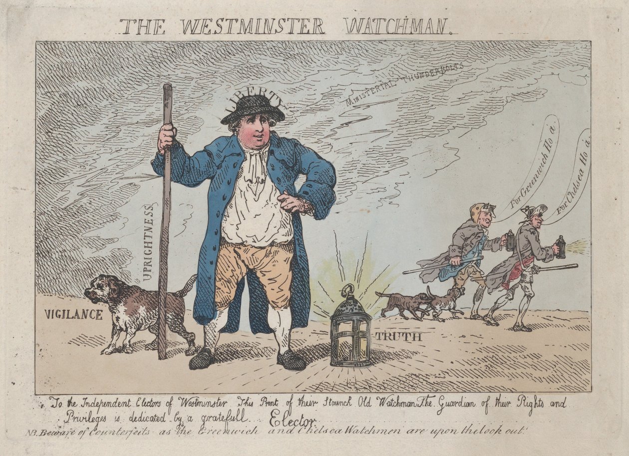 A Westminster Watchman, 1784. április 12., 1784. április 12. alkotó: Thomas Rowlandson