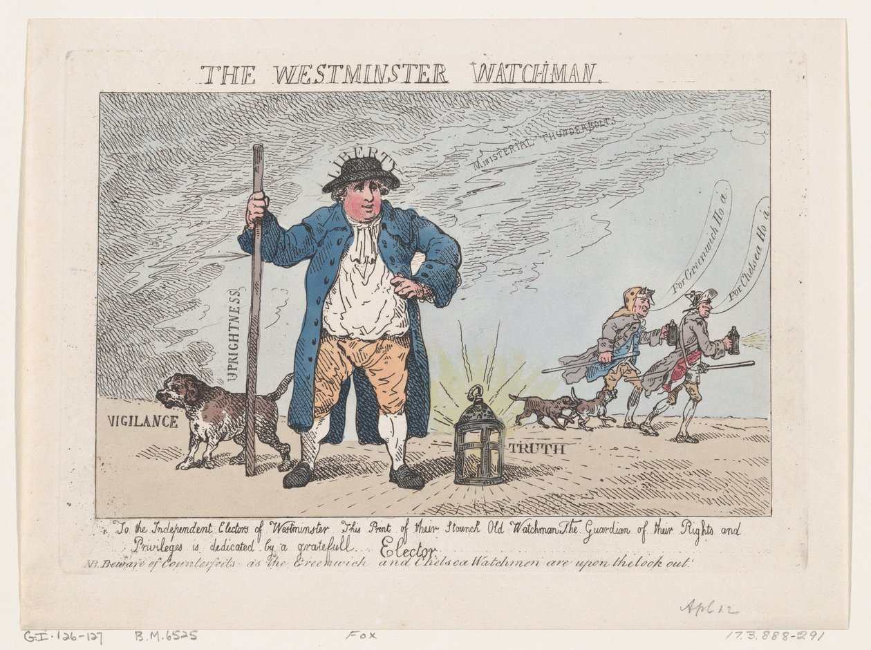 A Westminster Watchman, 1784. április 12., 1784. április 12. alkotó: Thomas Rowlandson