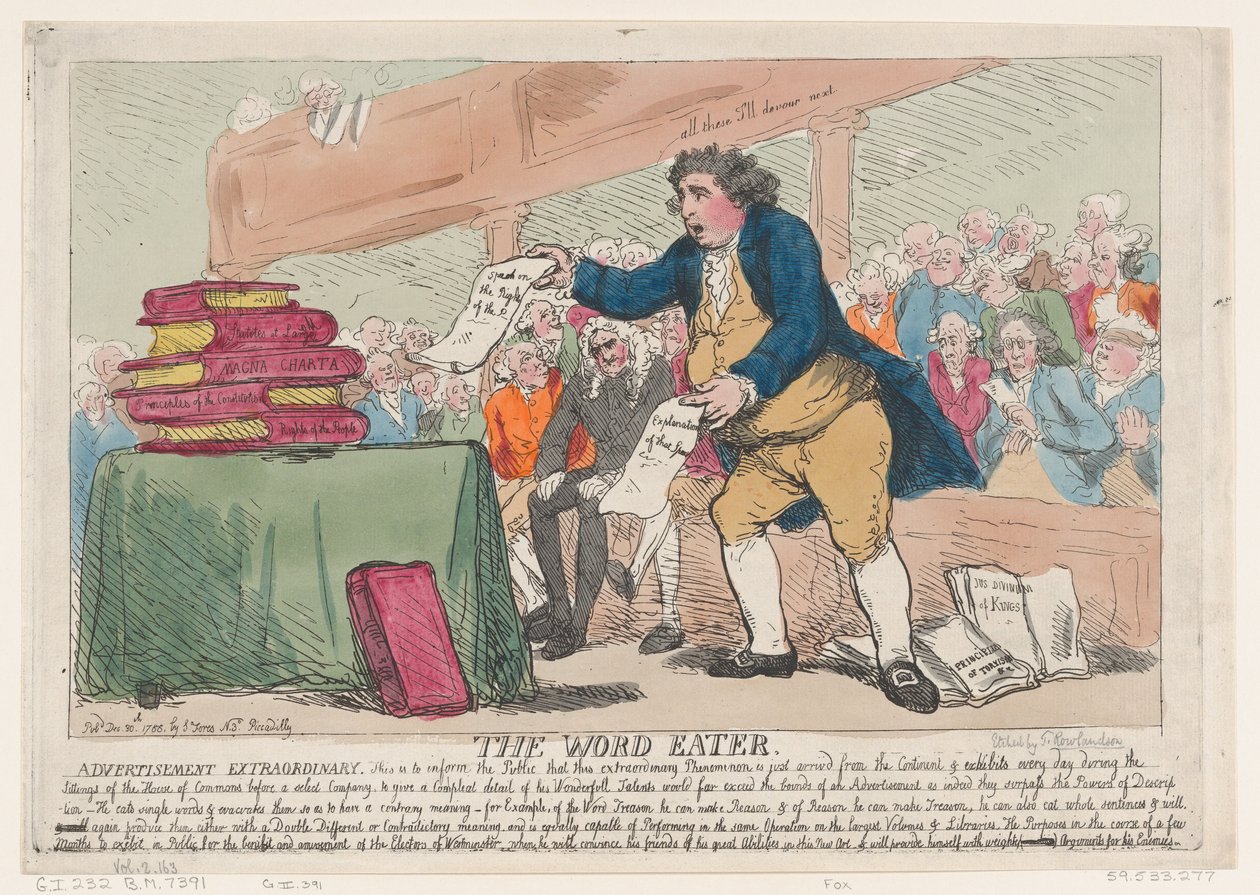 A szófaló, 1786. december 30., 1786. december 30. alkotó: Thomas Rowlandson