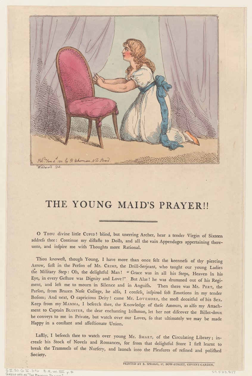 Az ifjú szobalány imája!!, 1801. június 4., 1801. június 4. alkotó: Thomas Rowlandson