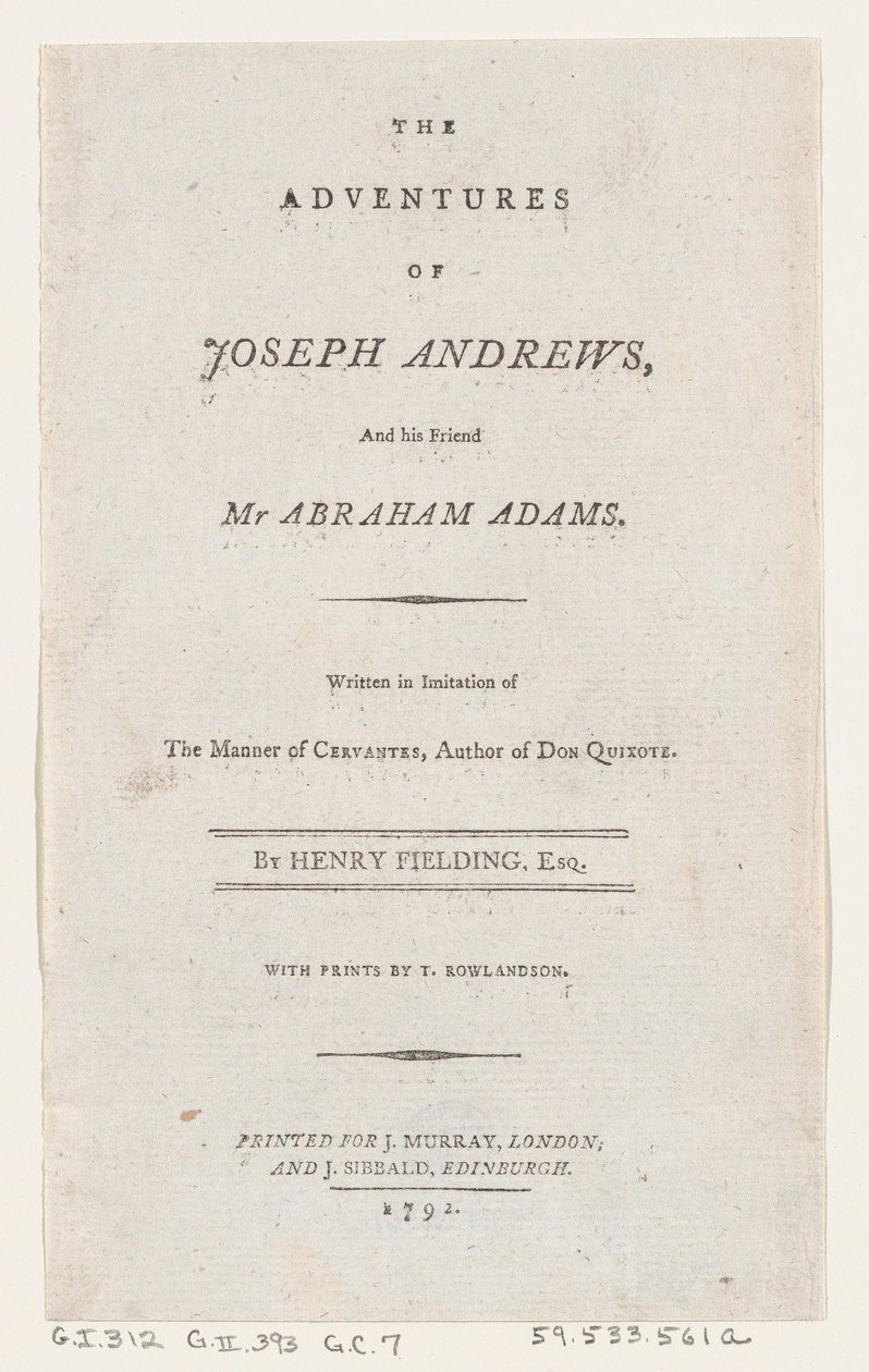 Címlap: Joseph Andrews és barátja, Mr. Abraham Adams kalandjai, 1792., 1792. alkotó: Thomas Rowlandson