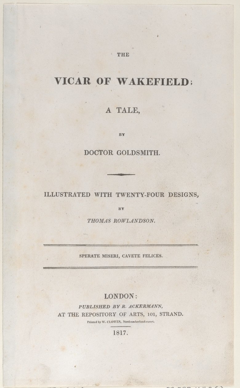 Címlap, The Vicar of Wakefield, 1817., 1817. alkotó: Thomas Rowlandson