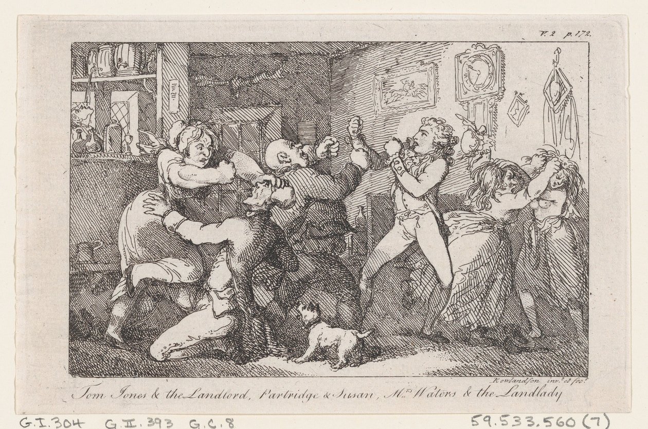 Tom Jones és a földesúr, Partridge és Susan, Mrs. Waters és a háziasszony, A történelemből..., 1792. alkotó: Thomas Rowlandson