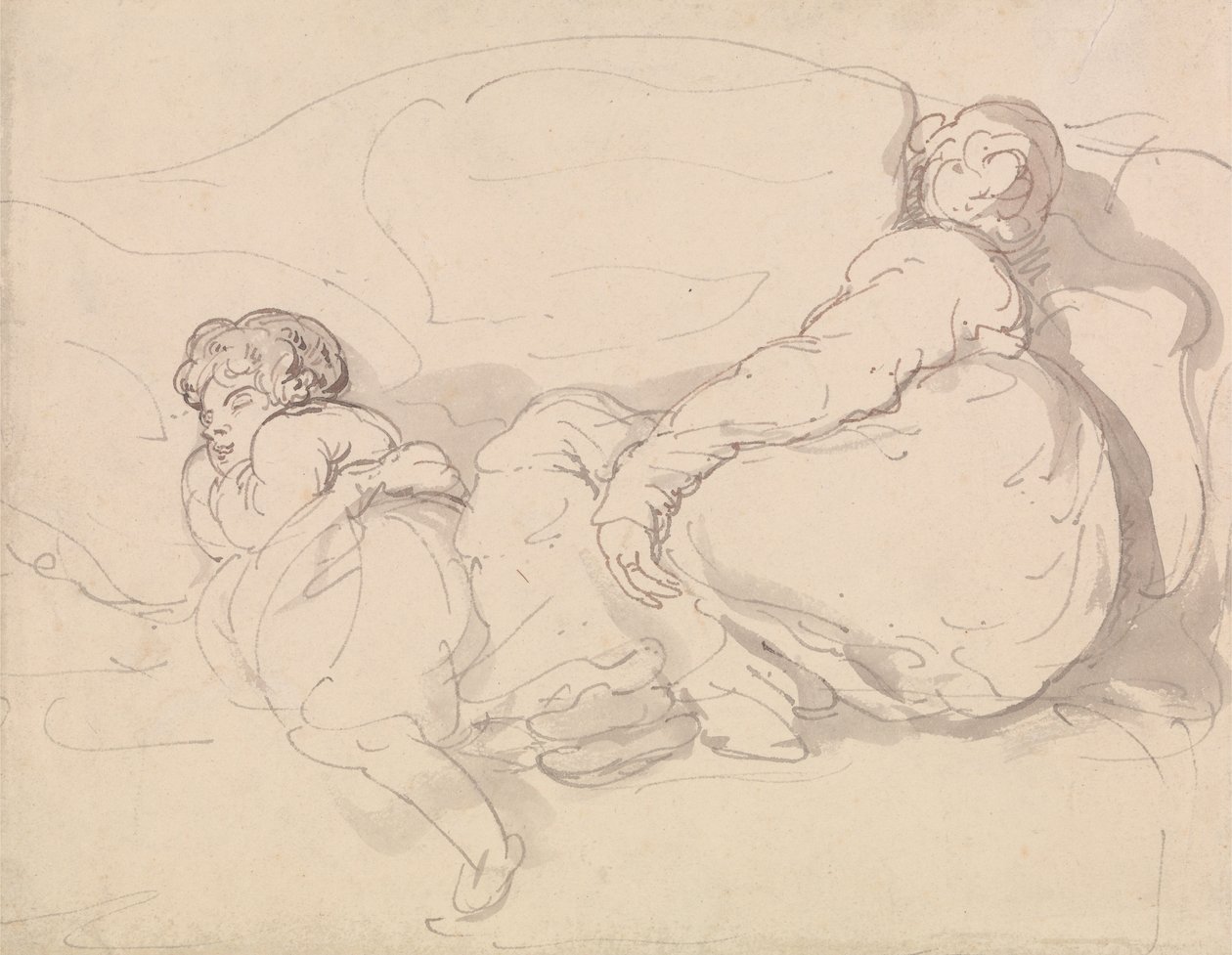 Két alvó alak alkotó: Thomas Rowlandson