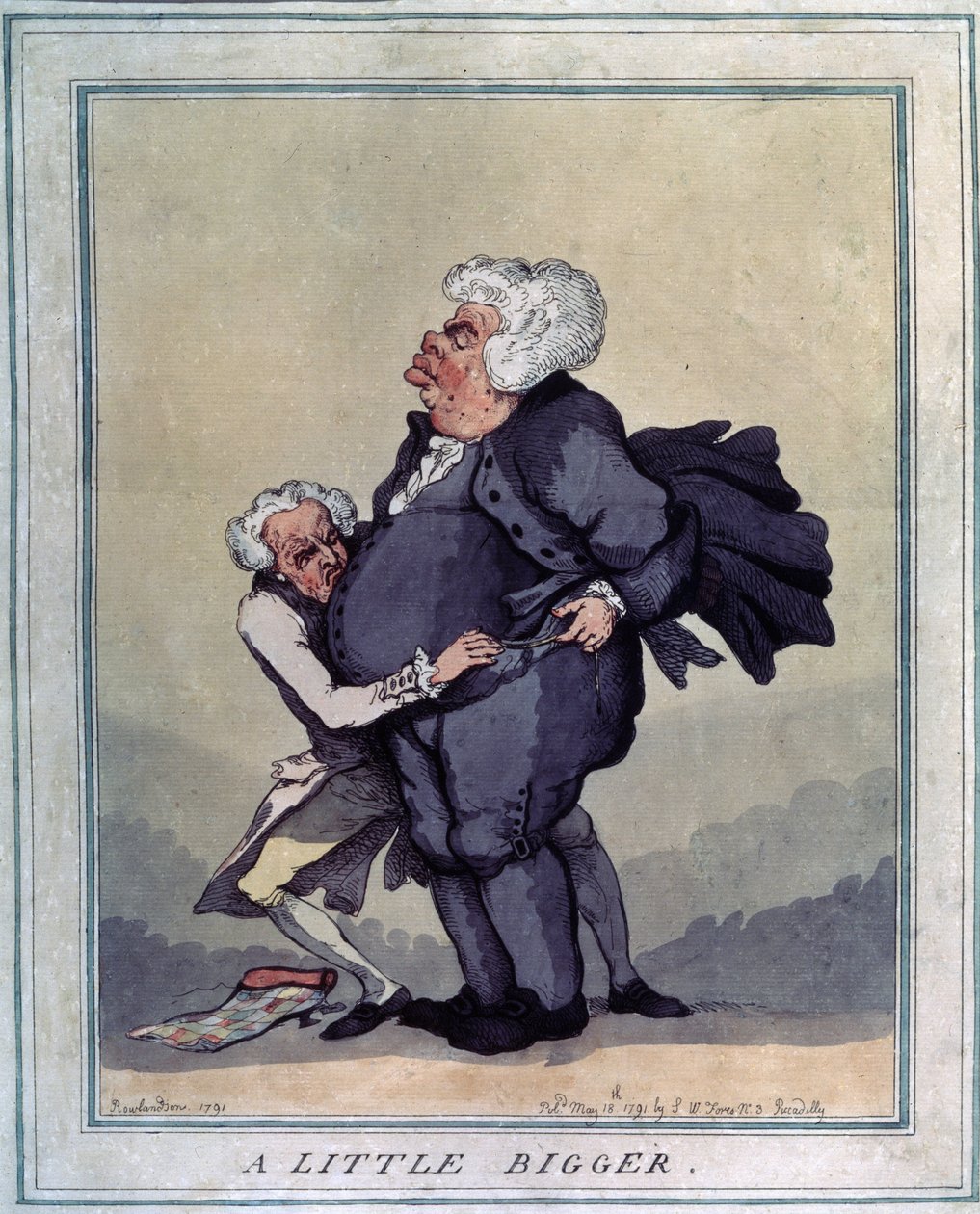 Kicsit nagyobb. Thomas Rowlandson (1756-1827) rajza. Rézkarc és akvarell, 41 x 31,9 cm alkotó: Thomas Rowlandson