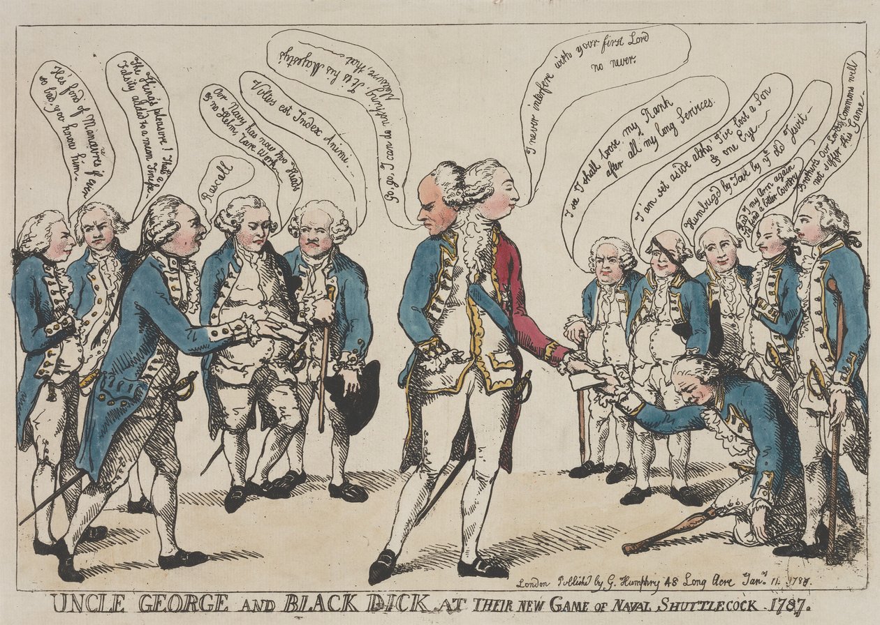 George bácsi és Fekete Dick az új „tengeri tollaslabda” játékuk közben alkotó: Thomas Rowlandson
