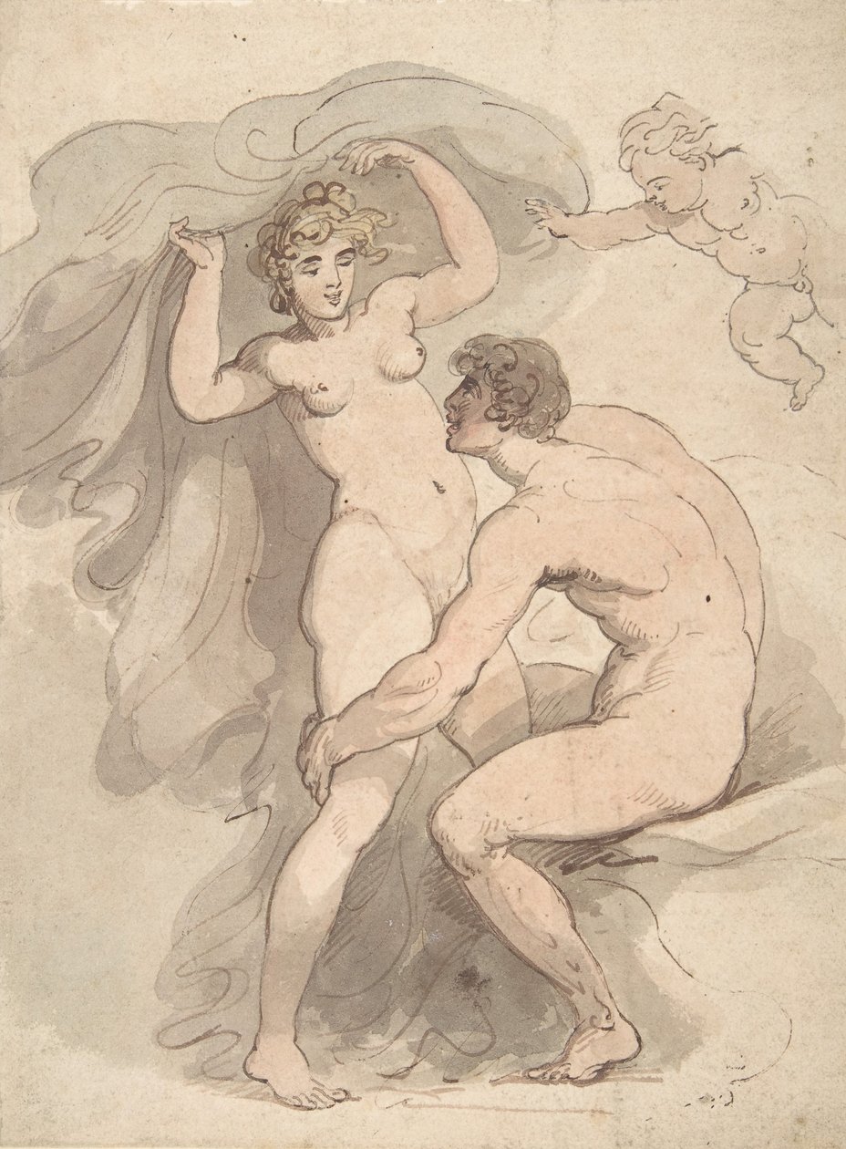 Vénusz, Anchiszes és Ámor, 1780-1827. alkotó: Thomas Rowlandson