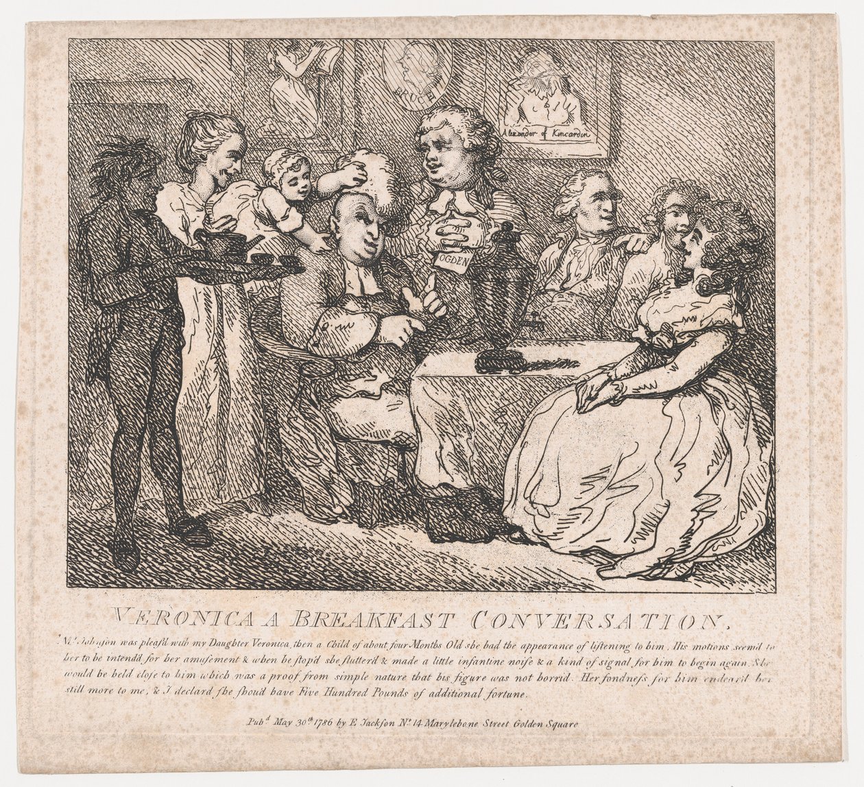 Veronica, egy reggeli beszélgetés Boswell festői szépségei, Part the Firs..., 1786. május 30. alkotó: Thomas Rowlandson