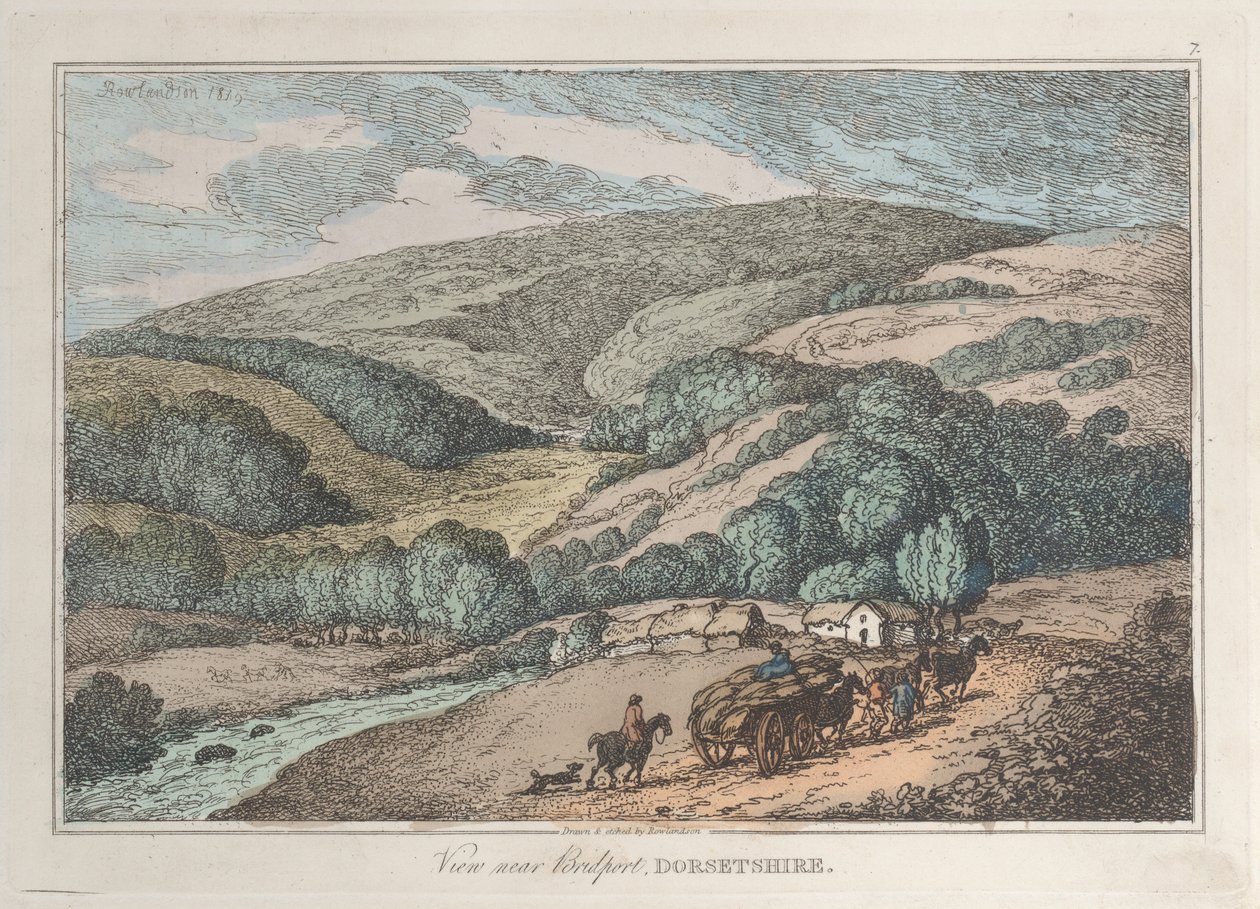 Nézd Bridport közelében, Dorsetshire államban, a Sketches from Nature-ből, 1819-22., 1819-22. alkotó: Thomas Rowlandson