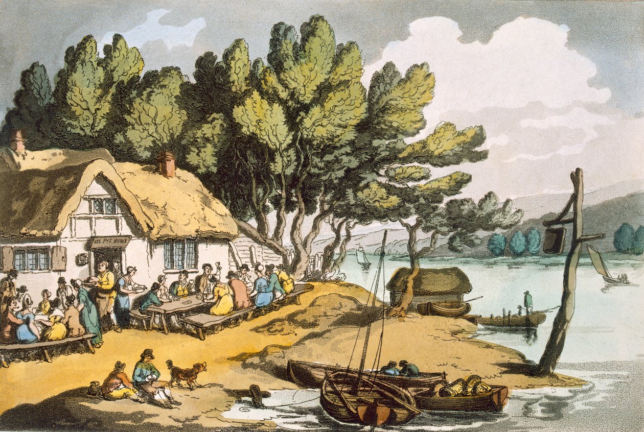 Kilátás Newport közelében, Isle of Wight, pub. 1822. alkotó: Thomas Rowlandson