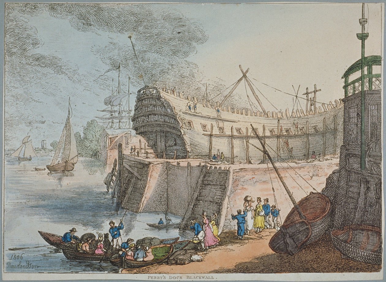Kilátás a Brunswick-dokkra alkotó: Thomas Rowlandson