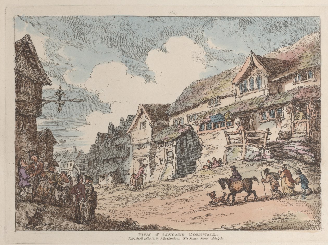 Kilátás Liskardra, Cornwallból alkotó: Thomas Rowlandson