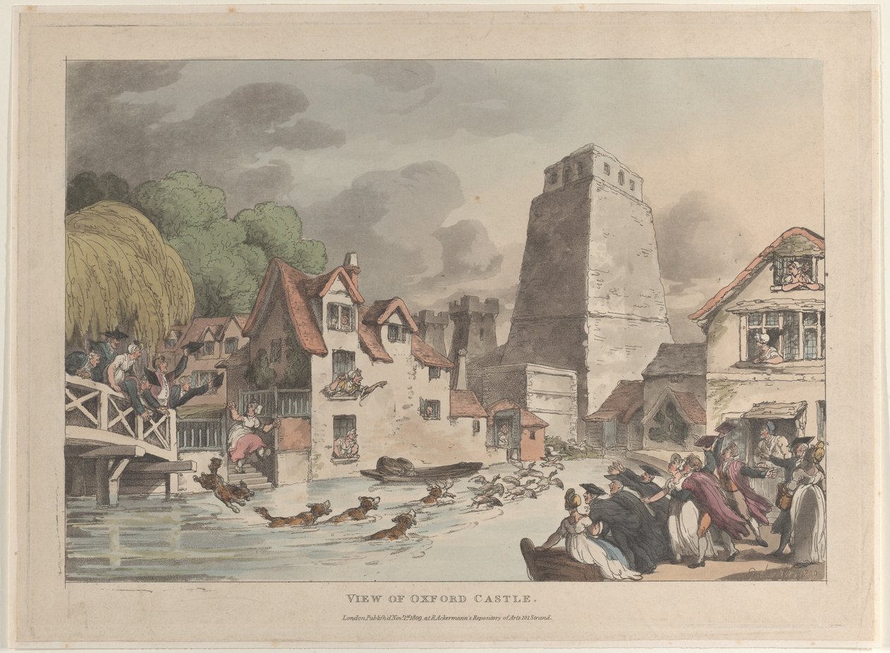 Kilátás az oxfordi kastélyra, 1809., 1809. alkotó: Thomas Rowlandson