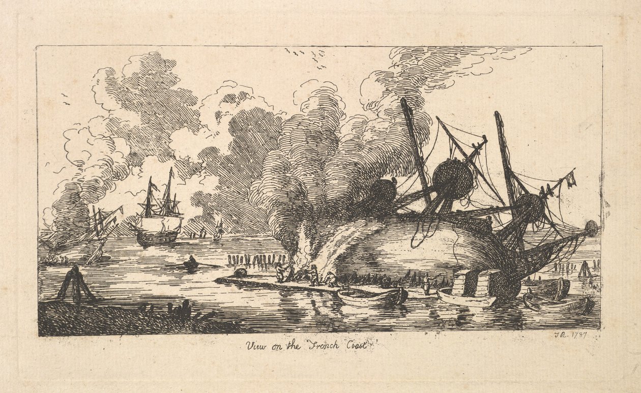 Kilátás a francia tengerpartra, 1787. alkotó: Thomas Rowlandson