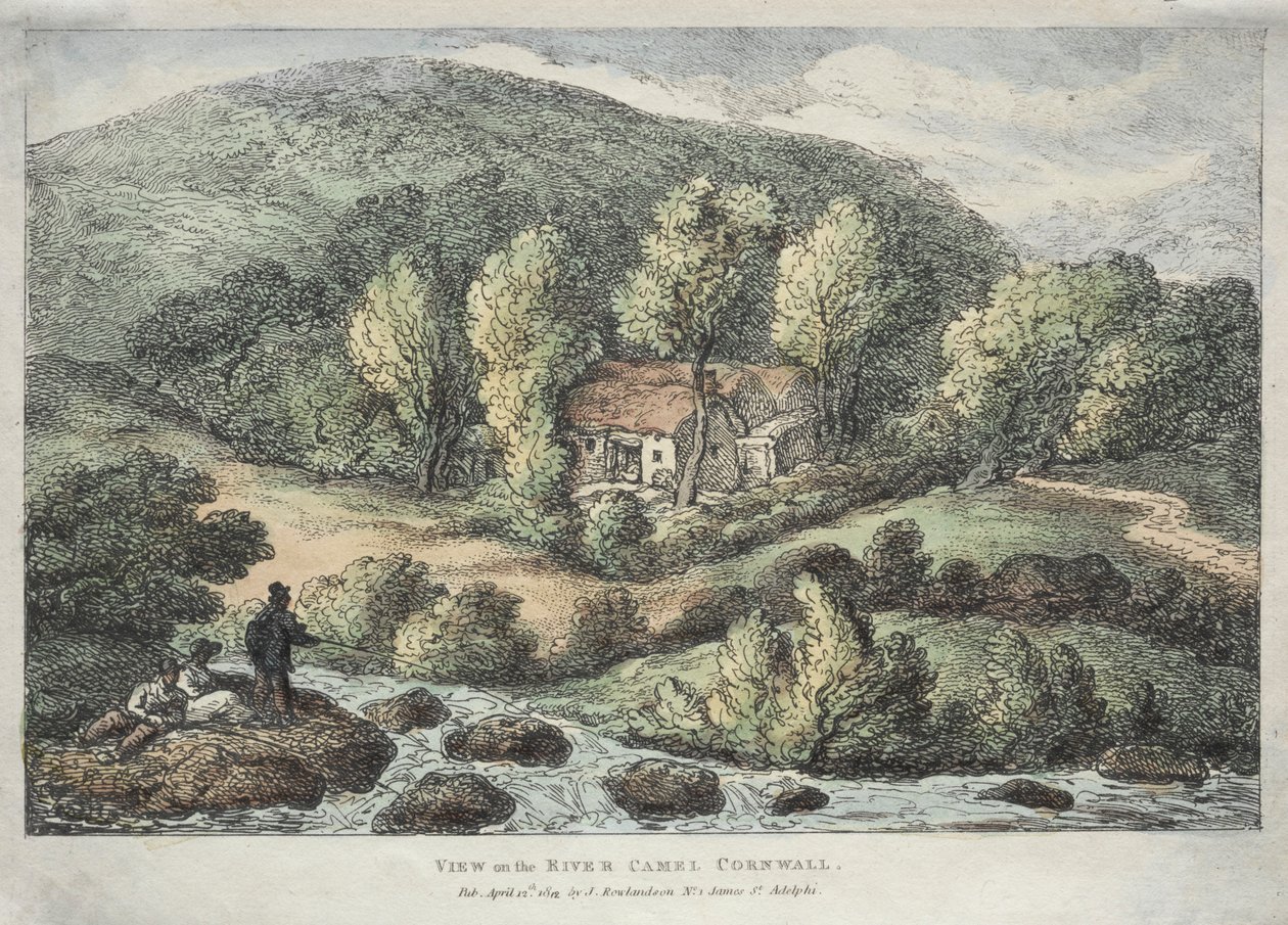 Kilátások Cornwallban: Kilátás a Camel folyóra, Cornwall, 1812. alkotó: Thomas Rowlandson