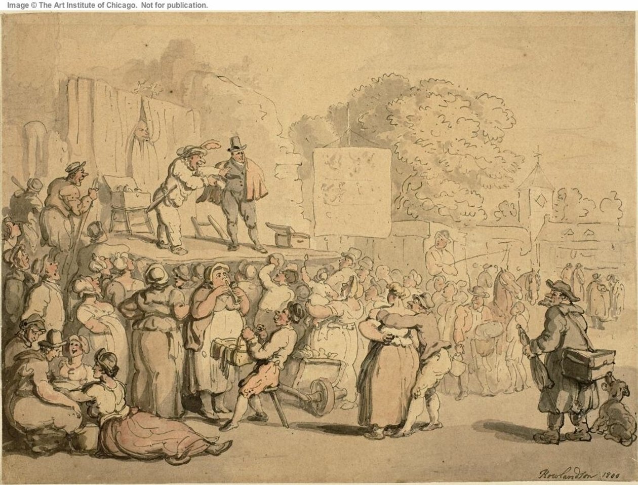 Falusi vásár: Harlekin és Quack alkotó: Thomas Rowlandson