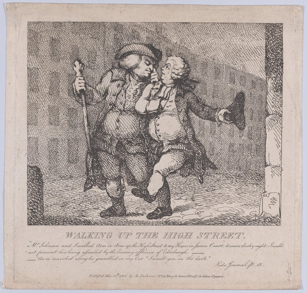 Walking Up the High Street, Edinburgh Festői Boswell szépségei, F rész..., 1786. május 15. alkotó: Thomas Rowlandson
