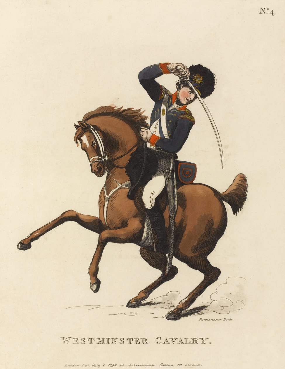 Westminster Cavalry, 1799 körül (színes akvatinta) alkotó: Thomas Rowlandson